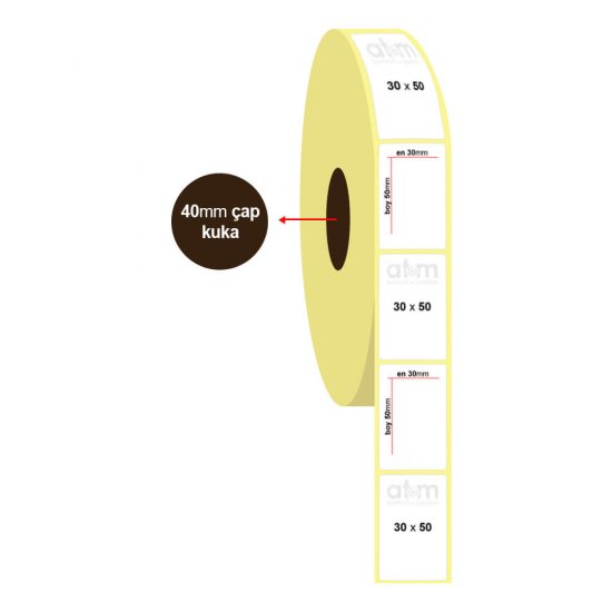 30mm x 50mm Kuşe Etiket (Sticker)