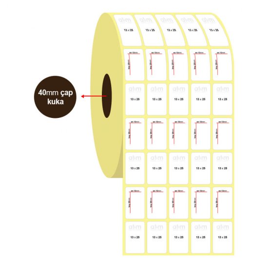 13mm x 25mm 5'li Lamine Termal Etiket (Sticker)