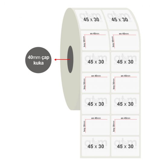 45mm x 30mm 2'li PP Opak Etiket (Sticker)