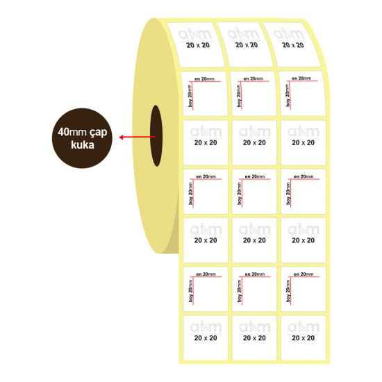20mm x 20mm 3'lü Kuşe Etiket (Sticker)