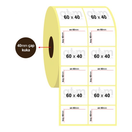 60mm x 40mm 2'li Kuşe Etiket (Sticker)