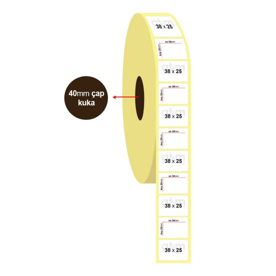 38mm x 25mm  Termal Etiket (Sticker)