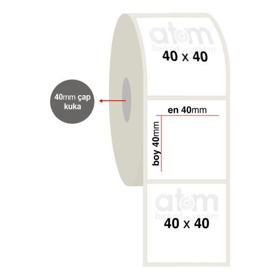 40mm x 40mm PP Opak Etiket (Sticker)