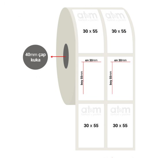 30mm x 55mm 2'li PP Opak Etiket (Sticker)