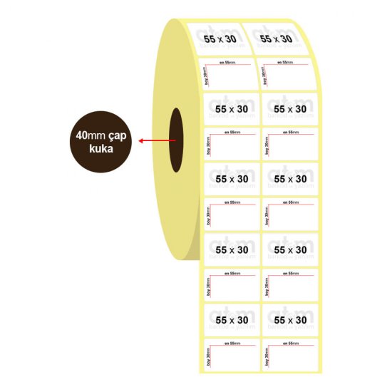 55mm x 30mm 2'li Kuşe Etiket (Sticker)