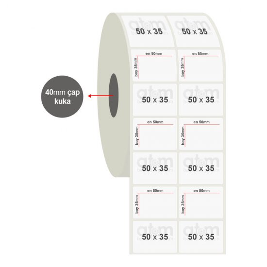 50mm x 35mm 2'li PP Opak Etiket (Sticker)