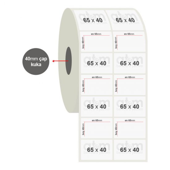 65mm x 40mm 2'li PP Opak Etiket (Sticker)