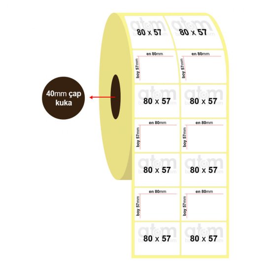 80mm x 57mm 2'li Lamine Termal Etiket (Sticker)