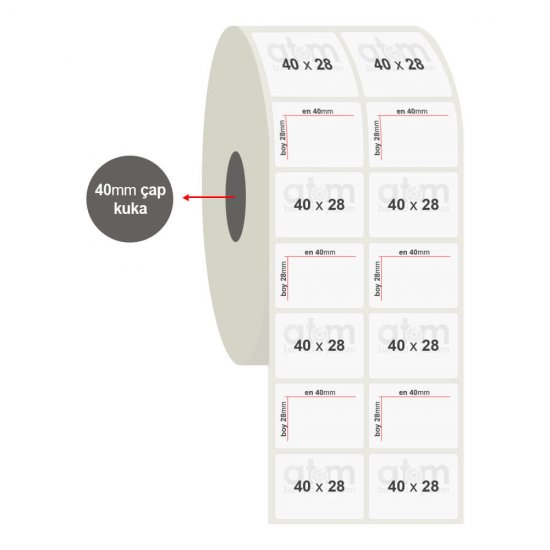 40mm x 28mm 2'li PP Şeffaf Etiket (Sticker)