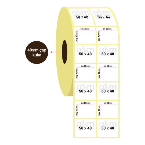 50mm x 40mm 2'li Termal Etiket (Sticker)