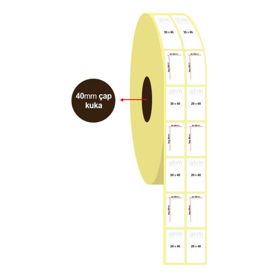 20mm x 40mm 2'li Termal Etiket (Sticker)