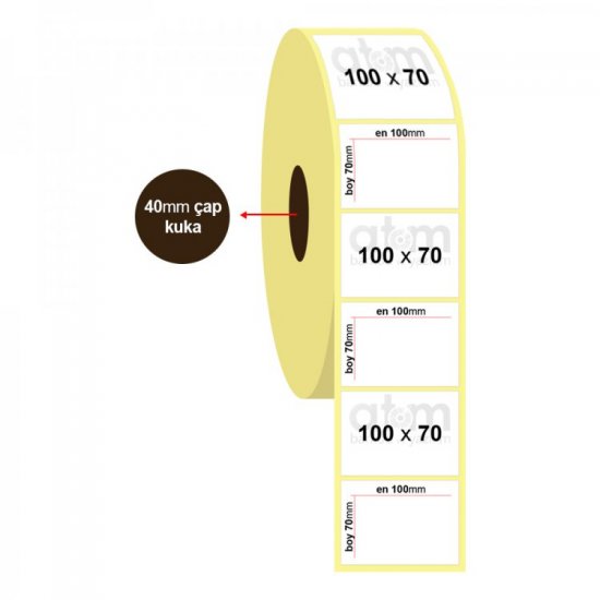 100mm x 70mm Kuşe Nonperm Etiket (Sticker)