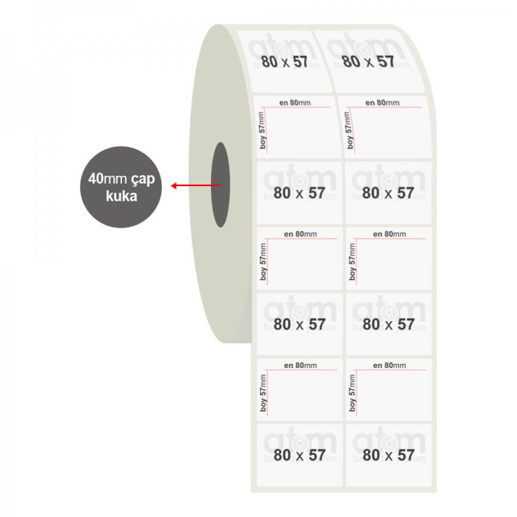 80mm x 57mm 2'li PP Opak Etiket (Sticker)